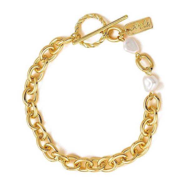 metal chain ot buckle bracelet creative personalized cold style simple pearl alloy, Black
metal chain ot buckle bracelet creative personalized cold style simple pearl alloy, Black