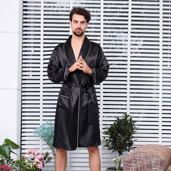 men's robes black bathrobe kimono men solid color satin silk sleepwear nightwear highquality nightgown pajama male robe 230512
men's robes black bathrobe kimono men solid color satin silk sleepwear nightwear highquality nightgown pajama male robe 230512
