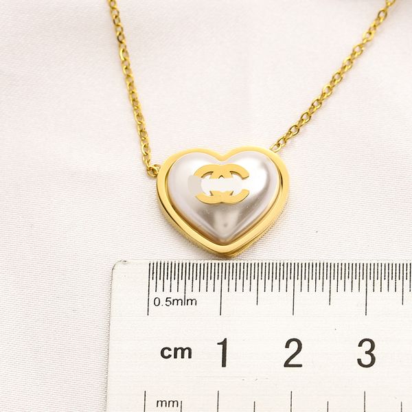 

18k gold plated luxury designer necklace for women brand c-letter heart pendant choker chain necklaces jewelry accessory never fade 20style, Silver