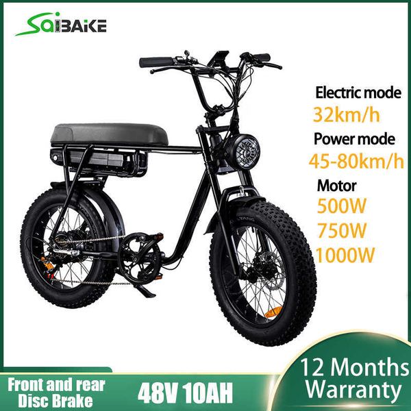 Image of Duty Free Electric Bike 48V 500W 1000W 20inch Fat Ebike 10Ah Lithium Battery Hub Motor Electric Bicycle Adult Bike 4.0 Fat Tire