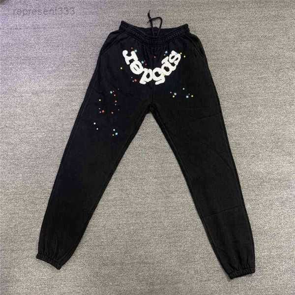 red spider 555 web pattern jogging pants men joggers foam printing drawstring t220721 83l4, Black 
red spider 555 web pattern jogging pants men joggers foam printing drawstring t220721 83l4, Black