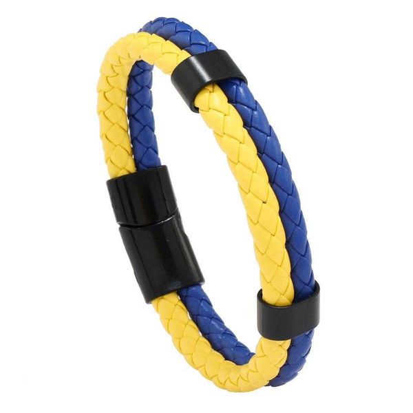 leather woven bracelet ukraine color flag magnetic snap selling mens, Golden;silver
leather woven bracelet ukraine color flag magnetic snap selling mens, Golden;silver