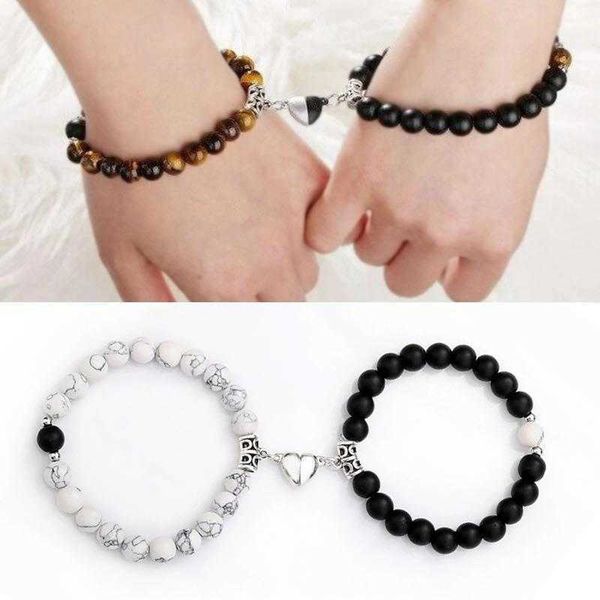 longrui frosted white turquoise couple bracelet heart shaped magnet suction crystal natural stone men and women, Golden;silver
longrui frosted white turquoise couple bracelet heart shaped magnet suction crystal natural stone men and women, Golden;silver