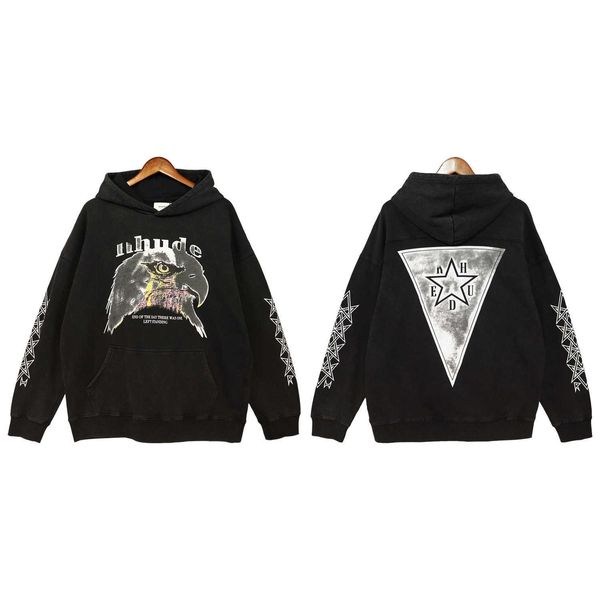 autumn and winter new rhude bald eagle print american casual wash hooded long sleeve sweater high street, Black
autumn and winter new rhude bald eagle print american casual wash hooded long sleeve sweater high street, Black