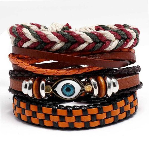 ornament personalized woven bohemian leather bracelet piece set combination eye, Golden;silver
ornament personalized woven bohemian leather bracelet piece set combination eye, Golden;silver