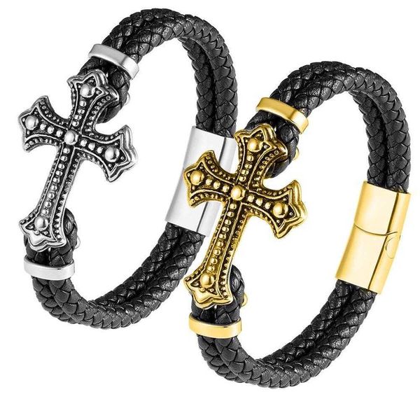 magnetic buckle stainless steel color bracelet woven leather mens cross strap, Golden;silver
magnetic buckle stainless steel color bracelet woven leather mens cross strap, Golden;silver