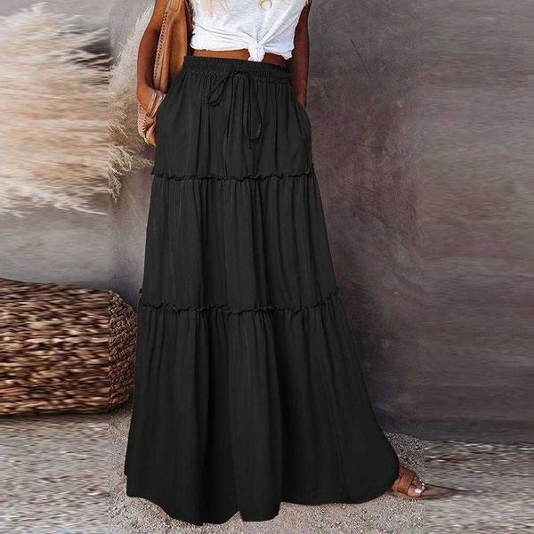 autumn and winter solid color knee length skirt womens lace up casual long, Black
autumn and winter solid color knee length skirt womens lace up casual long, Black