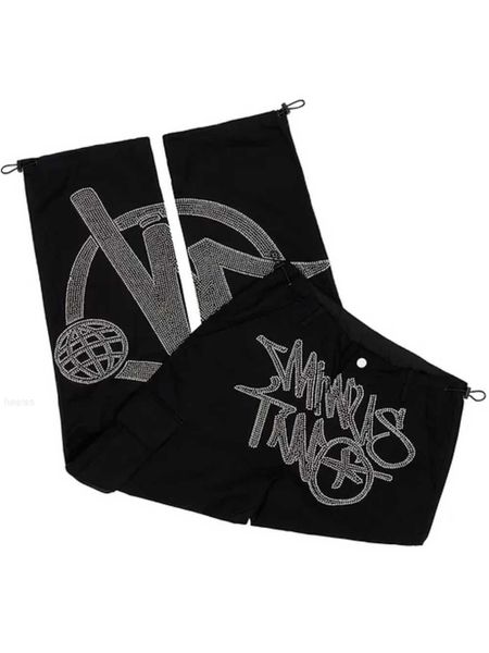 Image of Men&#039;s Pants Minus Two Cargo Y2k Pants men Rhinestone Pattern Oversized Black Trousers Harajuku Hip Hop Punk Rock Gothic Clothing Streetwear