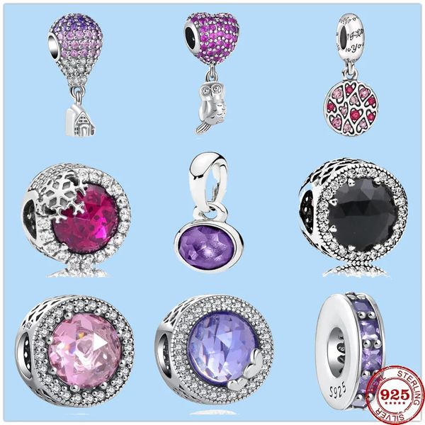 925 sterling silver charms for pandora jewelry beads new balloon house owl flower pink purple zircon bead, Black
925 sterling silver charms for pandora jewelry beads new balloon house owl flower pink purple zircon bead, Black