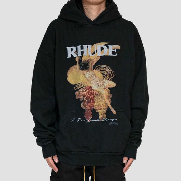 brand rhude portrait grape oil painting print american high street oversize loose hoodie, Black
brand rhude portrait grape oil painting print american high street oversize loose hoodie, Black