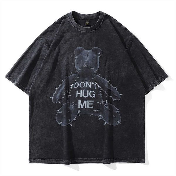 men's t-shirts 2022 hip hop oversized streetwear vintage t-shirts bear printed gothic washed short sleeve t shirt summer punk cotton ma, White;black
men's t-shirts 2022 hip hop oversized streetwear vintage t-shirts bear printed gothic washed short sleeve t shirt summer punk cotton ma, White;black