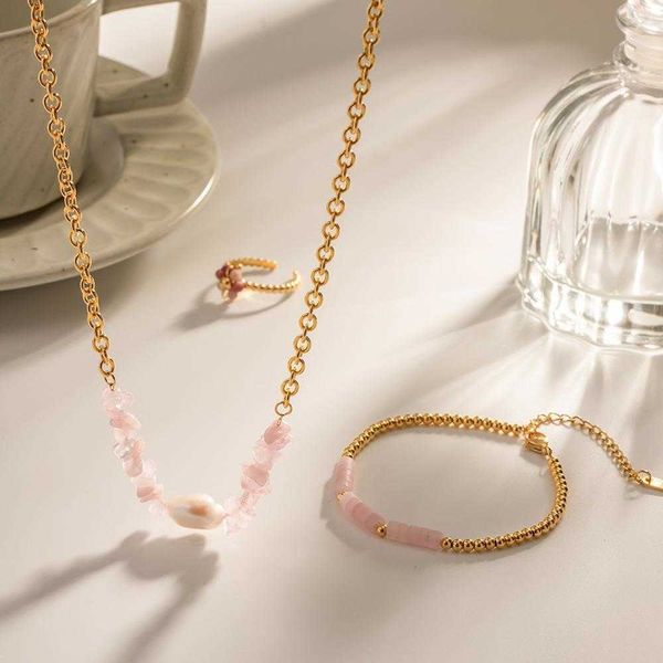 ins style gold pink bracelet crystal baroque pendant necklace womens all match titanium steel no fading ornament, Golden;silver
ins style gold pink bracelet crystal baroque pendant necklace womens all match titanium steel no fading ornament, Golden;silver