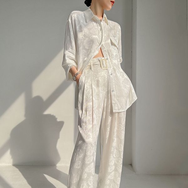 women's two piece pants customized rayon jacquard suit street style women's square collar shirtwide leg pants fashion loose high-e, White
women's two piece pants customized rayon jacquard suit street style women's square collar shirtwide leg pants fashion loose high-e, White