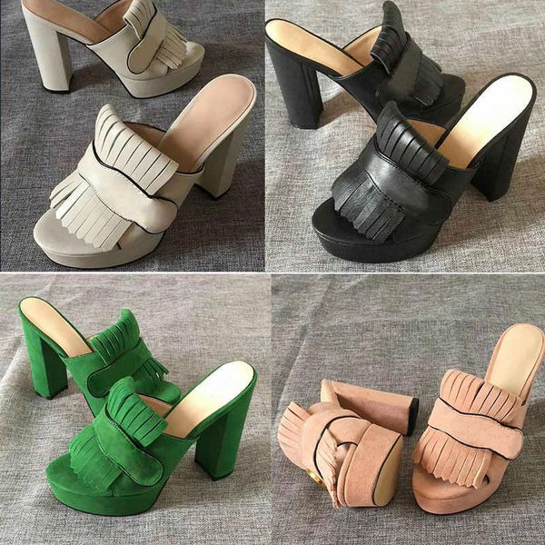 platform designer women half slippers leather high heels suede thick heels metal slides woman shoe beach lazy sandals solid color fringed sh, Black
platform designer women half slippers leather high heels suede thick heels metal slides woman shoe beach lazy sandals solid color fringed sh, Black