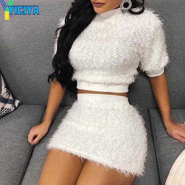 yiciya women's tracksuits solid furry fashion women 2 piece sets short sleeve party club turtleneck outfits slim crop and skirt co-ord, Gray
yiciya women's tracksuits solid furry fashion women 2 piece sets short sleeve party club turtleneck outfits slim crop and skirt co-ord, Gray