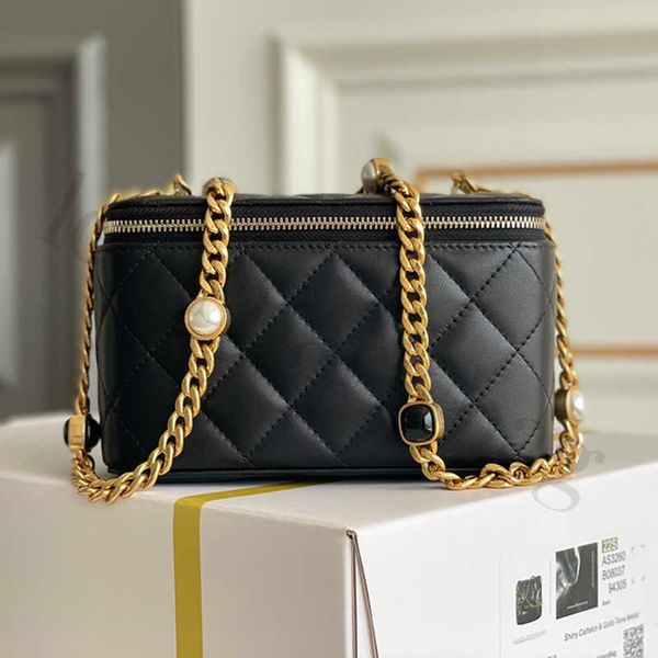 designer cosmetic bag luxury chain bag 17cm genuine leather lipstick bag shoulder bag