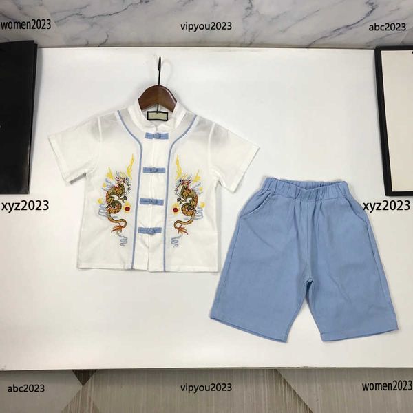 kids designer clothes baby double dragon embroidery hanfu set 2pcs standing neck short sleeves and elastic waist shorts new arrivals, White
kids designer clothes baby double dragon embroidery hanfu set 2pcs standing neck short sleeves and elastic waist shorts new arrivals, White