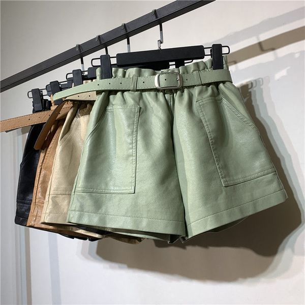 women's shorts korean high waist leather shorts women's autumn loose wide leg leather shorts boots shorts belt black khaki leather, White;black
women's shorts korean high waist leather shorts women's autumn loose wide leg leather shorts boots shorts belt black khaki leather, White;black