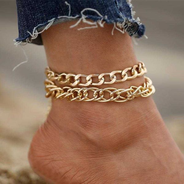 53536 personalized thick chain anklet fashionable simple gold double layer exaggerated bracelet, Red;blue
53536 personalized thick chain anklet fashionable simple gold double layer exaggerated bracelet, Red;blue