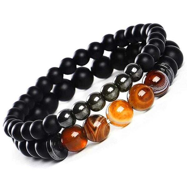 bracelet 6 glass strands stone beaded men and women combination energy 2 piece set, Black
bracelet 6 glass strands stone beaded men and women combination energy 2 piece set, Black