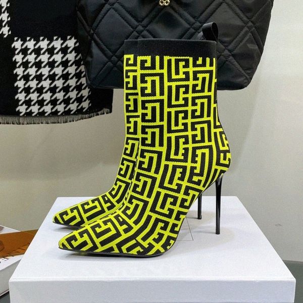 sock boots stiletto ankle booties shoes knitted fabric letter mid-calf pull on elastic point-toe stiletto luxury designer mugler105mm fashio, Black
sock boots stiletto ankle booties shoes knitted fabric letter mid-calf pull on elastic point-toe stiletto luxury designer mugler105mm fashio, Black