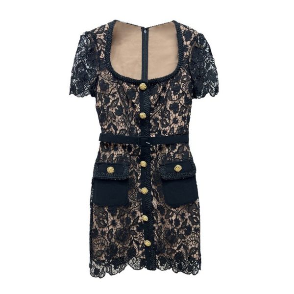 casual dresses style spring lace spliced women mini dress short sleeve floral hollow out single breasted dress with belt 230515, Black;gray
casual dresses style spring lace spliced women mini dress short sleeve floral hollow out single breasted dress with belt 230515, Black;gray