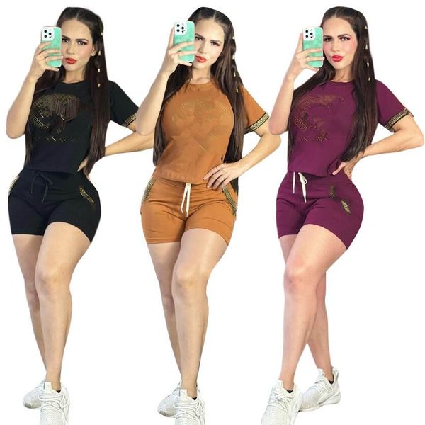 q6110 european american women's tracksuits summer new gold casual short sleeve shorts suit, Gray
q6110 european american women's tracksuits summer new gold casual short sleeve shorts suit, Gray
