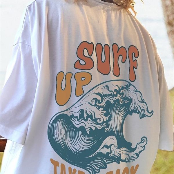 women's t-shirt surf up take it easy print female t-shirts personality casual short sleeve crewneck all-math tee clothing soft trend wo, White
women's t-shirt surf up take it easy print female t-shirts personality casual short sleeve crewneck all-math tee clothing soft trend wo, White