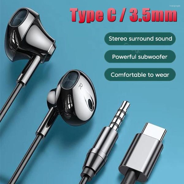 Image of 3.5mm/Type-c Headphones Sport Music Headset 9D Surround Earphones Mic In-ear Wired Universal Earbud Earphone With