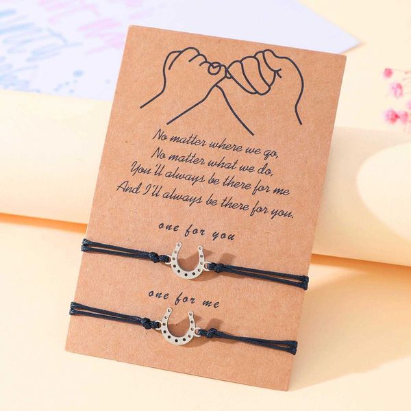 ornament fashion stainless steel charm horseshoe hand woven couple bracelet card carrying strap women, Golden;silver
ornament fashion stainless steel charm horseshoe hand woven couple bracelet card carrying strap women, Golden;silver