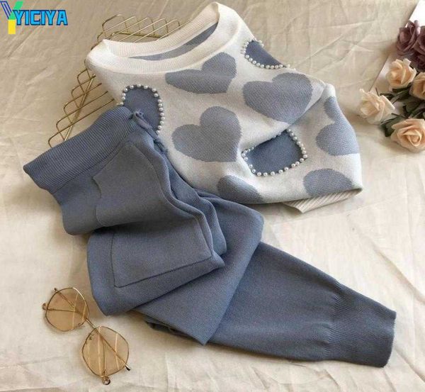 yiciya korean summer love printed knitted 2 peice set women short sleeve beading sweater female pants suit pink casual tracksuit, Gray
yiciya korean summer love printed knitted 2 peice set women short sleeve beading sweater female pants suit pink casual tracksuit, Gray