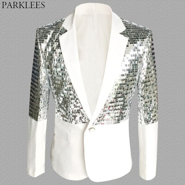 men's suits blazers mens one button patchwork sequin glitter suit jacket brand nightclub dj prom blazer male wedding groom stage costum, White;black
men's suits blazers mens one button patchwork sequin glitter suit jacket brand nightclub dj prom blazer male wedding groom stage costum, White;black