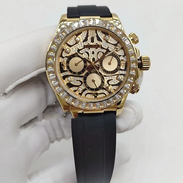 classic high-quality men's luxury watch mechanical automatic stainless steel frame 40mm leopard print shiny drill dial rubber bracelet, Slivery;golden
classic high-quality men's luxury watch mechanical automatic stainless steel frame 40mm leopard print shiny drill dial rubber bracelet, Slivery;golden