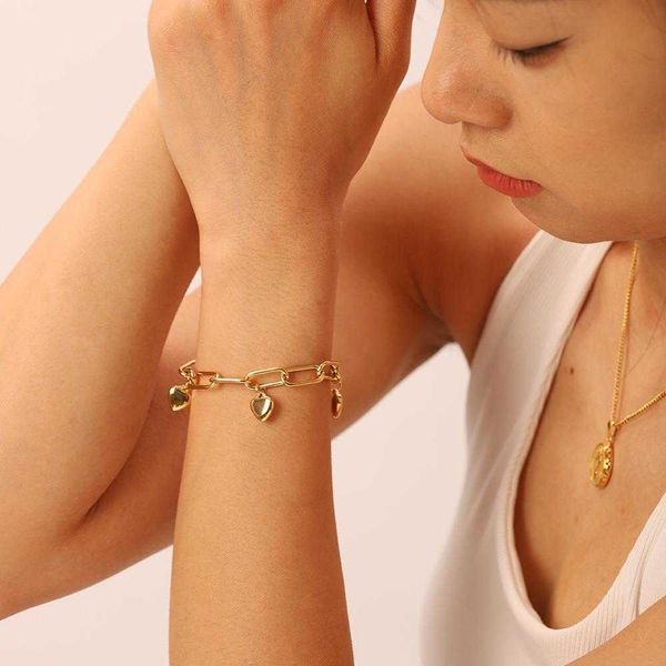 retro style chains titanium steel bracelet gold three love pendants cross chain womens ins, Black
retro style chains titanium steel bracelet gold three love pendants cross chain womens ins, Black