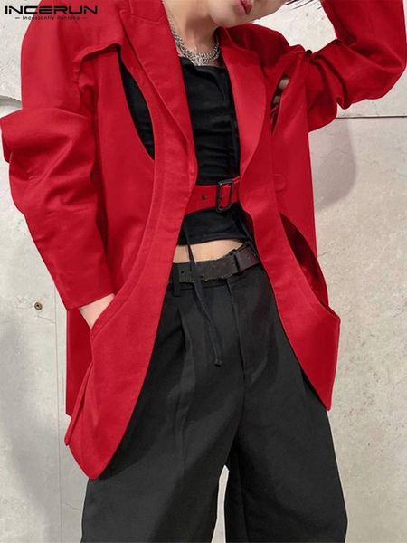 men's suits blazers incerun men blazer solid color lapel long sleeve streetwear one button fashion casual suits hollow out irregular co, White;black
men's suits blazers incerun men blazer solid color lapel long sleeve streetwear one button fashion casual suits hollow out irregular co, White;black