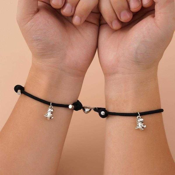 creative cute bracelet little dinosaur pendant love heart magnetic snap suction couples jewelry 2 piece set, Golden;silver
creative cute bracelet little dinosaur pendant love heart magnetic snap suction couples jewelry 2 piece set, Golden;silver