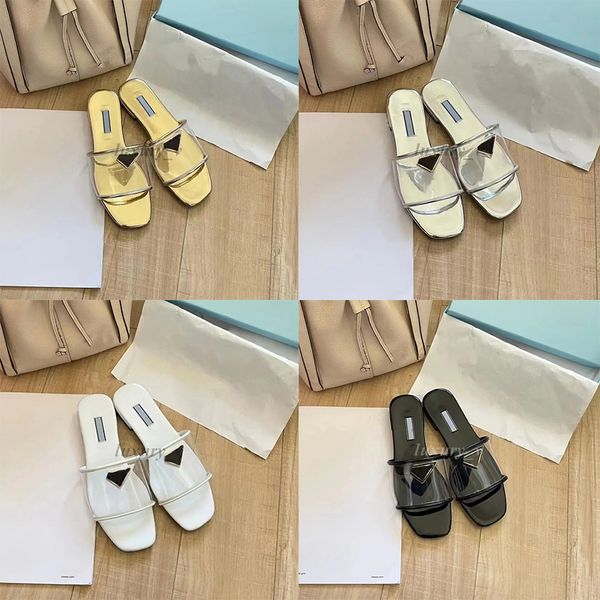 designer slippers transparent pvc sandals women printed plexiglass heels summer slides leather sole inside metal flats with box, Black
designer slippers transparent pvc sandals women printed plexiglass heels summer slides leather sole inside metal flats with box, Black