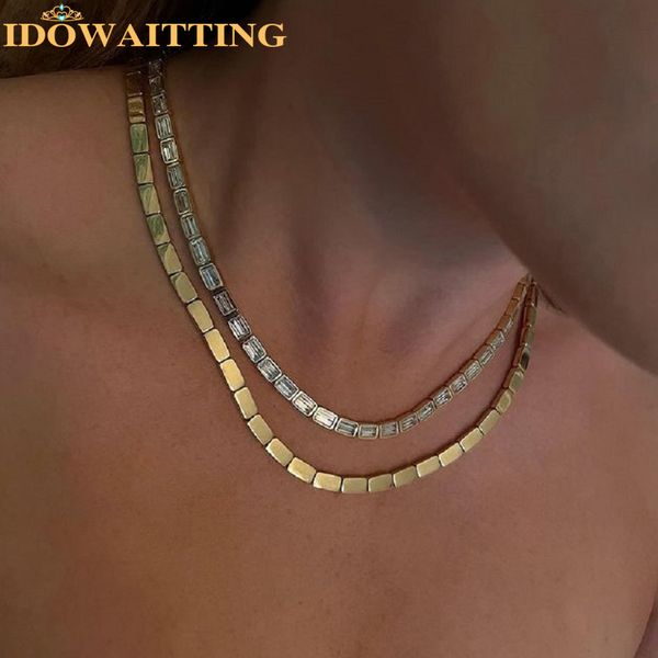 pendant necklaces geometric high polishing fashion flash rectangular metal beads bar tennis chain 16 "women's gold necklace jewelr, Silver
pendant necklaces geometric high polishing fashion flash rectangular metal beads bar tennis chain 16 "women's gold necklace jewelr, Silver