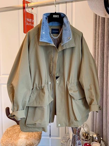 women's jackets all-match denim stitching khaki windbreaker jacket female autumn fake two pieces streetwear jean women jackets 230515, Black;brown
women's jackets all-match denim stitching khaki windbreaker jacket female autumn fake two pieces streetwear jean women jackets 230515, Black;brown