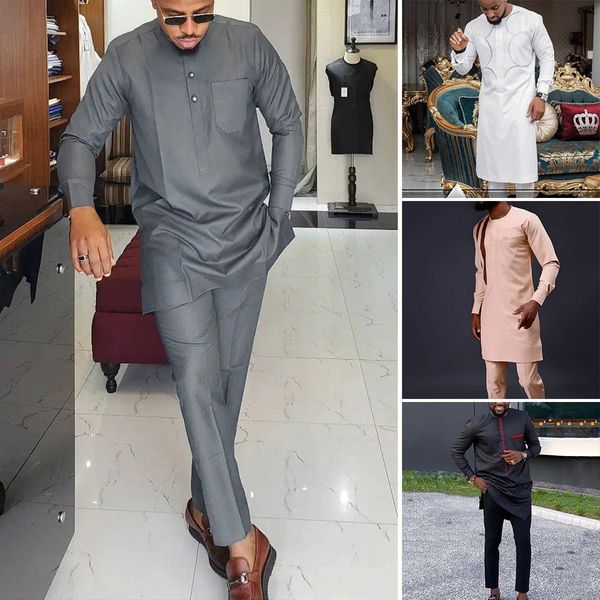 men's tracksuits dashiki mens 2 pieces long sleeve outfit african men clothes set solid color casual riche pant full set suits men clot, Gray
men's tracksuits dashiki mens 2 pieces long sleeve outfit african men clothes set solid color casual riche pant full set suits men clot, Gray