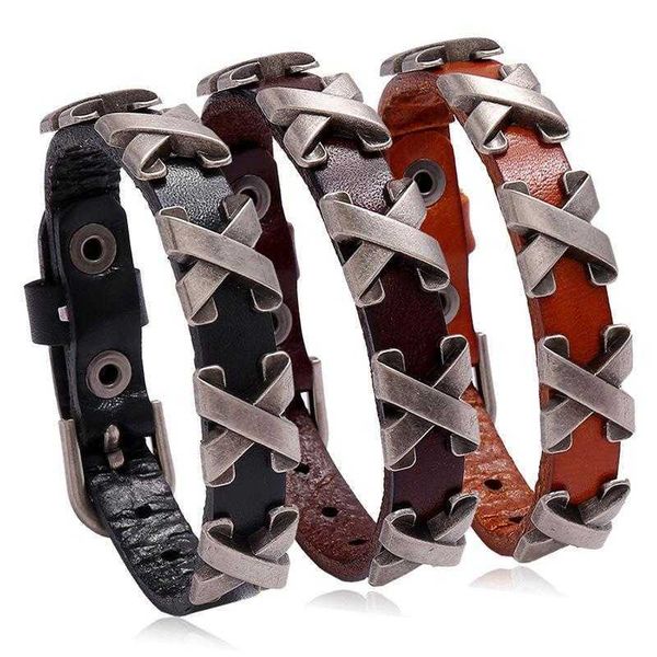 bar street dance ornament charm x nail mens cattle leather bracelet adjustable vintage jewelry, Golden;silver
bar street dance ornament charm x nail mens cattle leather bracelet adjustable vintage jewelry, Golden;silver
