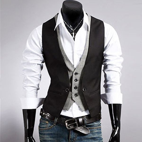 men's vests fake two piece mens suit vest slim casual business gentlemen men waistcoat groomman wedding mens gilet oversized steampunk, Black;white
men's vests fake two piece mens suit vest slim casual business gentlemen men waistcoat groomman wedding mens gilet oversized steampunk, Black;white