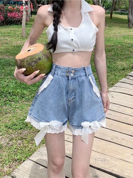 women's shorts sweet lace wide leg denim shorts summer women chic high waist kawaii lolita bow loose short pants female casual y2k jean, White;black
women's shorts sweet lace wide leg denim shorts summer women chic high waist kawaii lolita bow loose short pants female casual y2k jean, White;black