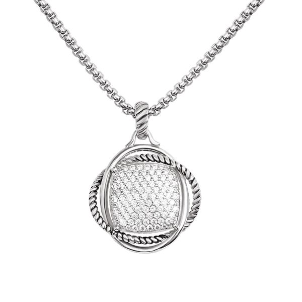 20mm pave cz pendant necklace white gold plated twisted circles design necklace jewelry for women, Silver
20mm pave cz pendant necklace white gold plated twisted circles design necklace jewelry for women, Silver
