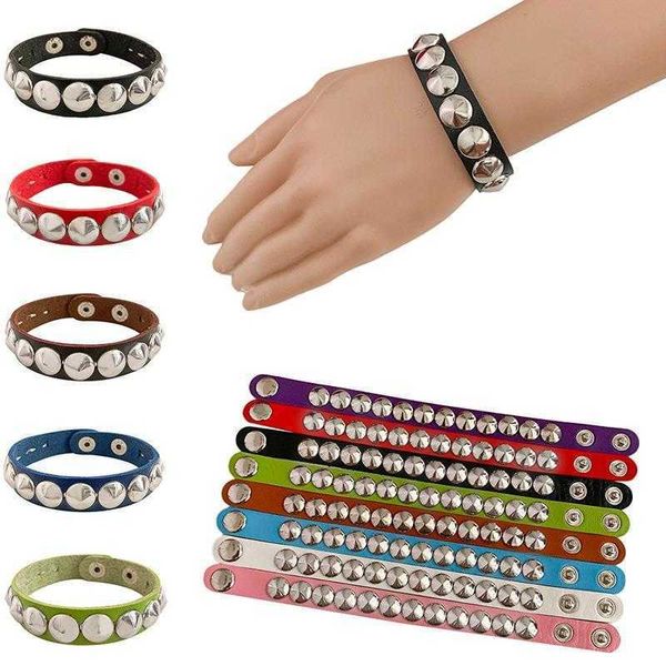 non mainstream personality punk leather round pointed bracelet ornament pu bangle, Golden;silver
non mainstream personality punk leather round pointed bracelet ornament pu bangle, Golden;silver