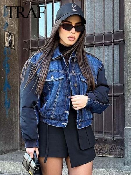 women's jackets trafza women fashion denim jacket panel denim design coat front pocket button loose long sleeve jacket female casual st, Black;brown
women's jackets trafza women fashion denim jacket panel denim design coat front pocket button loose long sleeve jacket female casual st, Black;brown