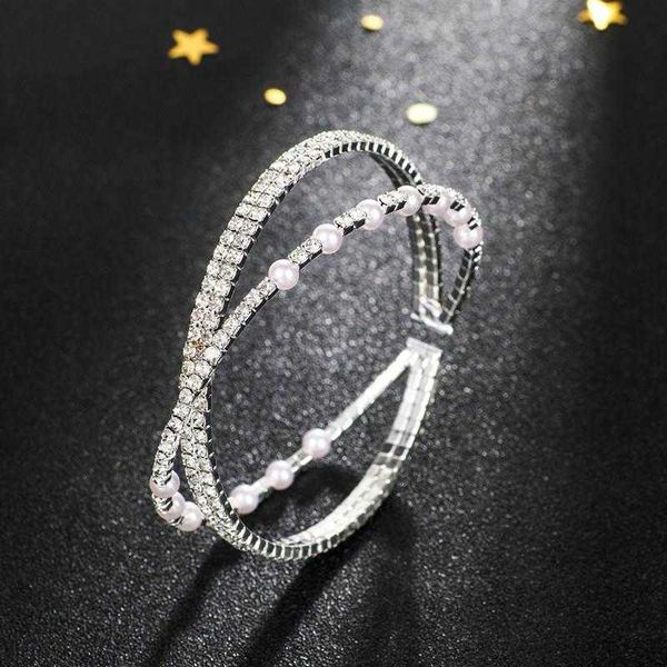 pearl rhinestone open ended bracelet full diamond elastic cross crystal bridal for women, Golden;silver
pearl rhinestone open ended bracelet full diamond elastic cross crystal bridal for women, Golden;silver