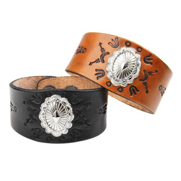 qinuo leather bracelet punk retro style genuine exaggerated embossed totem trendy mens essentials, Golden;silver
qinuo leather bracelet punk retro style genuine exaggerated embossed totem trendy mens essentials, Golden;silver
