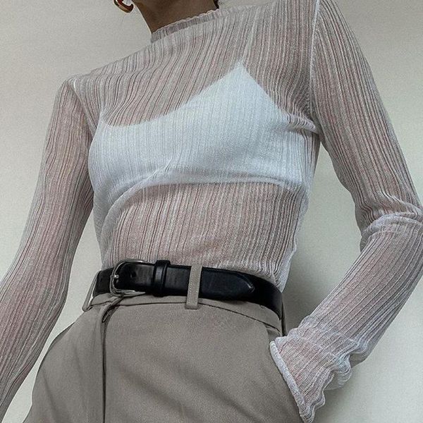 t-shirt 2023 fall elegant see through long sleeve mock neck women fashion streetwear tshirts tees slim clothes, White
t-shirt 2023 fall elegant see through long sleeve mock neck women fashion streetwear tshirts tees slim clothes, White