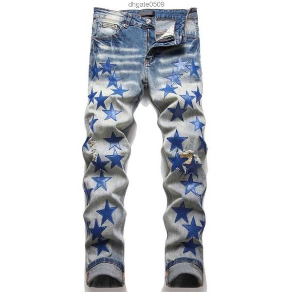 mens jeans designer amirs denim tears pants perforated patch trendy elastic stacked versatile 's slim pencil 1jpvq, Blue
mens jeans designer amirs denim tears pants perforated patch trendy elastic stacked versatile 's slim pencil 1jpvq, Blue